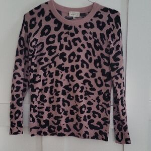 White + Warren Pink and Black Animal Print Sweater